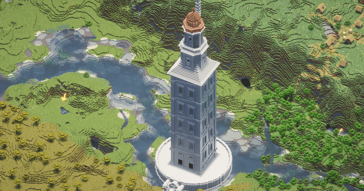 Cathedral Minecraft Block Hercules Tower - Minecraft Structure Schematic | PhantomMarket