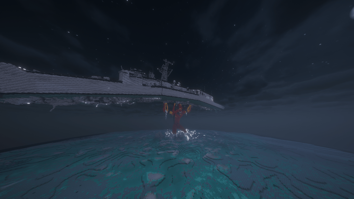 Eva 02 Holding a Boat - Colossal Size - End of Evangelion Movie Scene - Screenshot 1