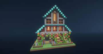 Granja de musgo gris decorada