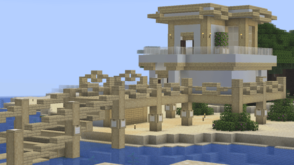 Casa en la playa inicial con muelle