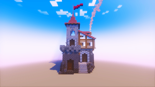 Medieval house attached to a tower
