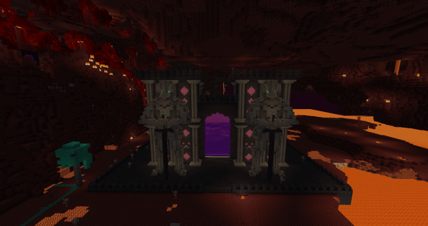portal al nether puerta con guardias 