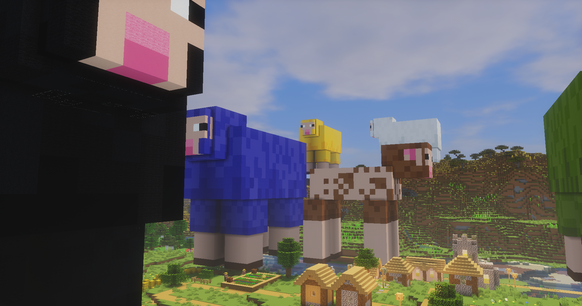 Black, Blue, Green, Yellow, and White Sheep Statue | PhantomMarket